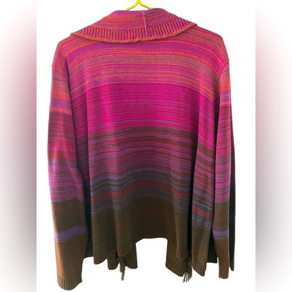 Ruby Rd. Women's Purple & Orange Stripe Knit Cardigan Sweater Size 2X EUC - Picture 2 of 8